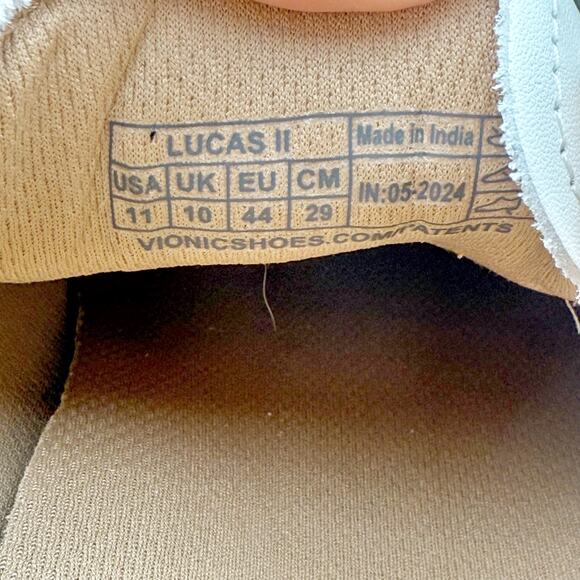 Vionic Mens Lucas ll Sneakers US 11 EU 44 White Leather NWOB - Picture 12 of 12